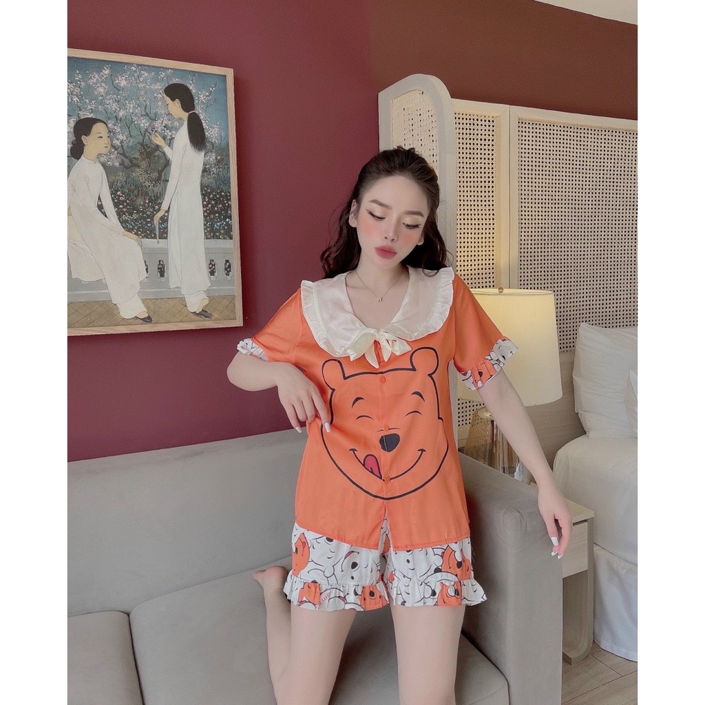 Bộ ngủ lụa tay ngắn quần đùi chất liệu latin (kèm video và ảnh thật) | BigBuy360 - bigbuy360.vn