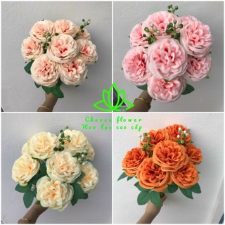 Cụm hoa trà xoan/Cụm hoa hồng rối 9 bông_Hoa giả trang trí