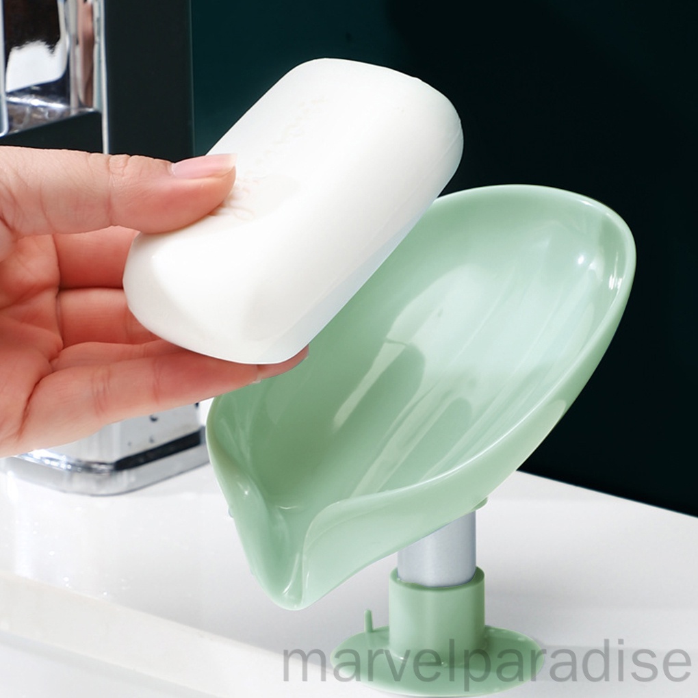Giá đỡ đựng mút rửa chén bằng nhựa hình chiếc lá màu xanh lá/ xám tuỳ chọn