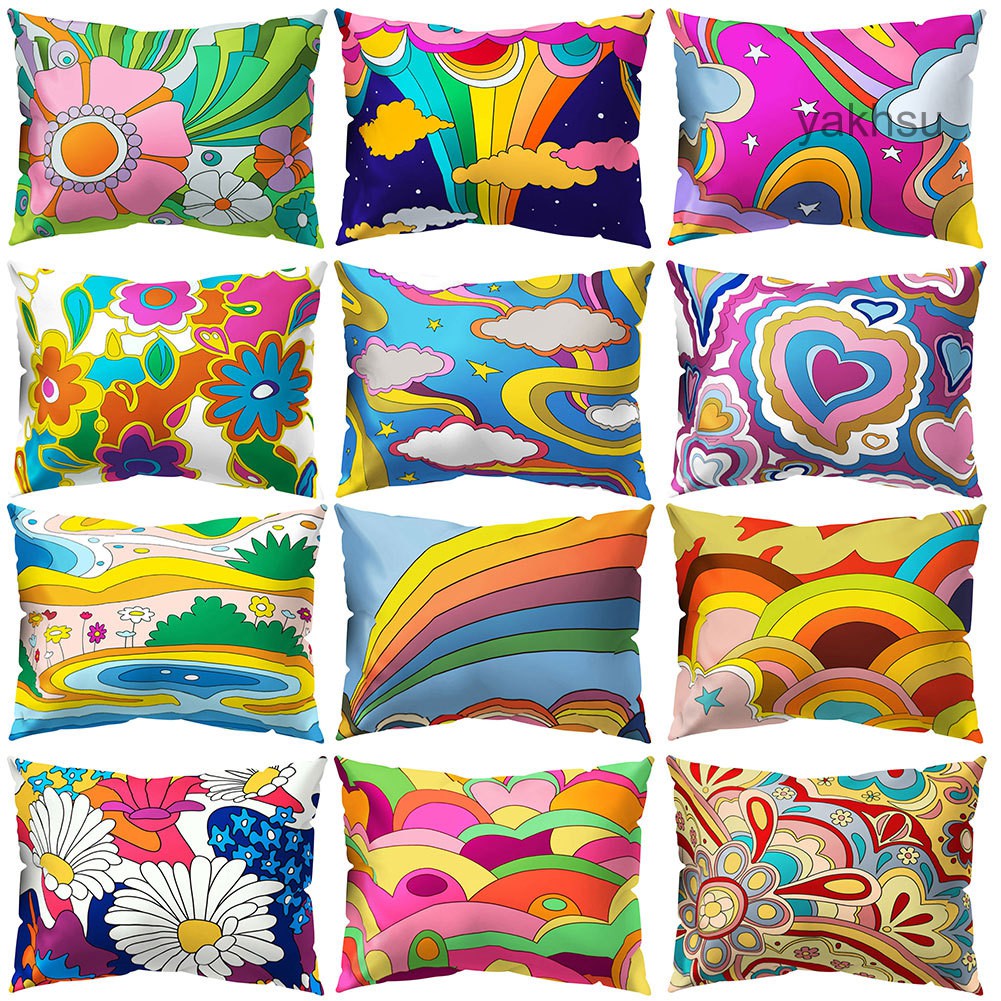 Vỏ gối vuông họa tiết nhiều màu sắc dành cho trang trí gối sofa
