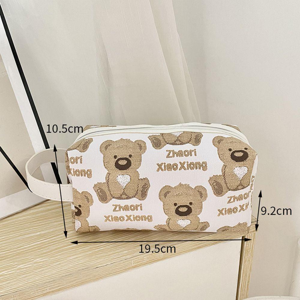 Túi Đựng Mỹ Phẩm QUINTON Cỡ Lớn Có Khóa Kéo Họa Tiết Gấu Hoạt Hình Cho Nữ