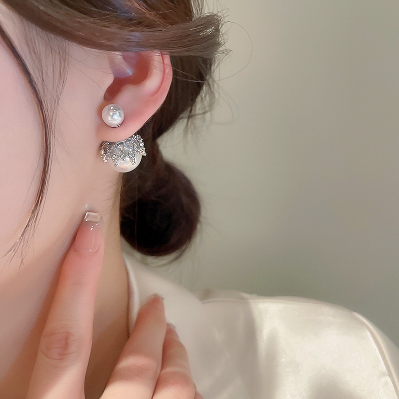 Bông Tai Mạ Bạc Đính Ngọc Trai Phong Cách Thời Trang Hàn Quốc