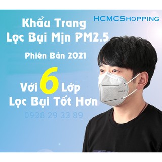 [Ship 1H] Khẩu trang chống bụi mịn PM2.5 với 6 lớp bảo vệ mới 2021