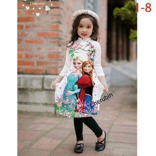 Áo dài elsa cho bé gái sz 1-8(10-30kg)