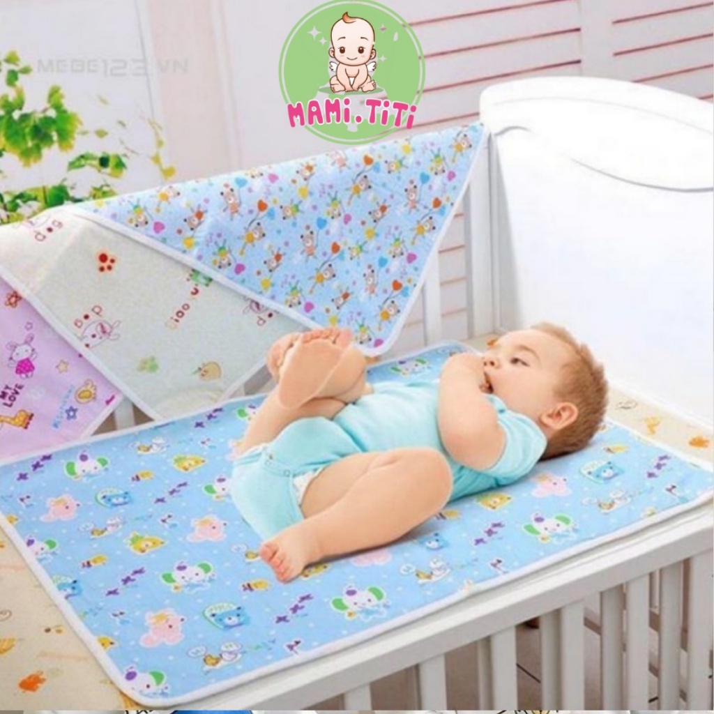 Chiếu lót thay bỉm chống thấm cho bé sơ sinh, 65x50cm - L3 - MAMI TITI