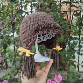 Nón len tóc búi có bím tóc giả cute cho bé yêu - Dương liễu handmade