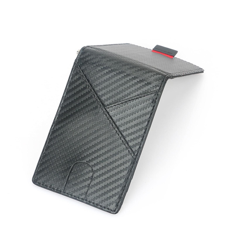 Ví Da Pu Ngắn Gập Đôi Bằng Sợi Carbon Phong Cách Vintage Cho Nam