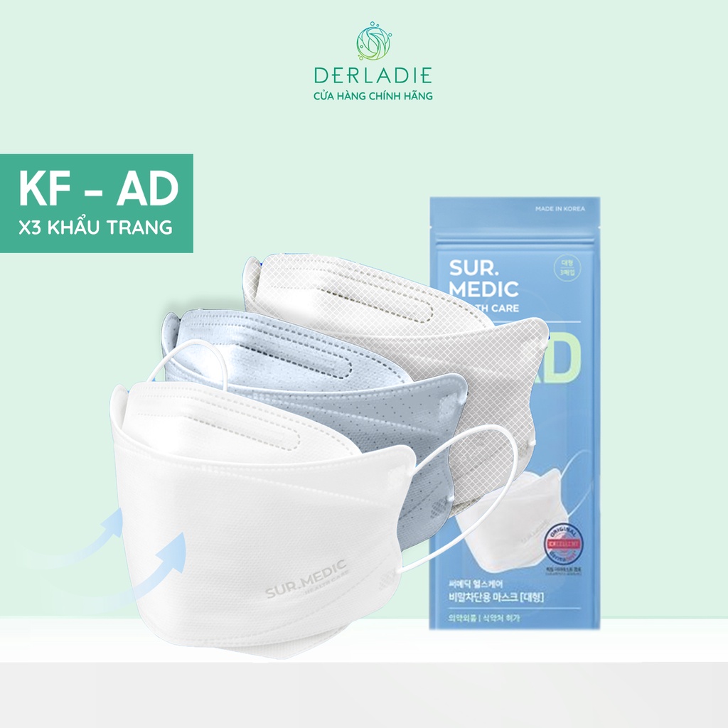 Khẩu Trang DERLADIE Surmedic Kháng Khuẩn 3 Lớp KF - AD 99,99%