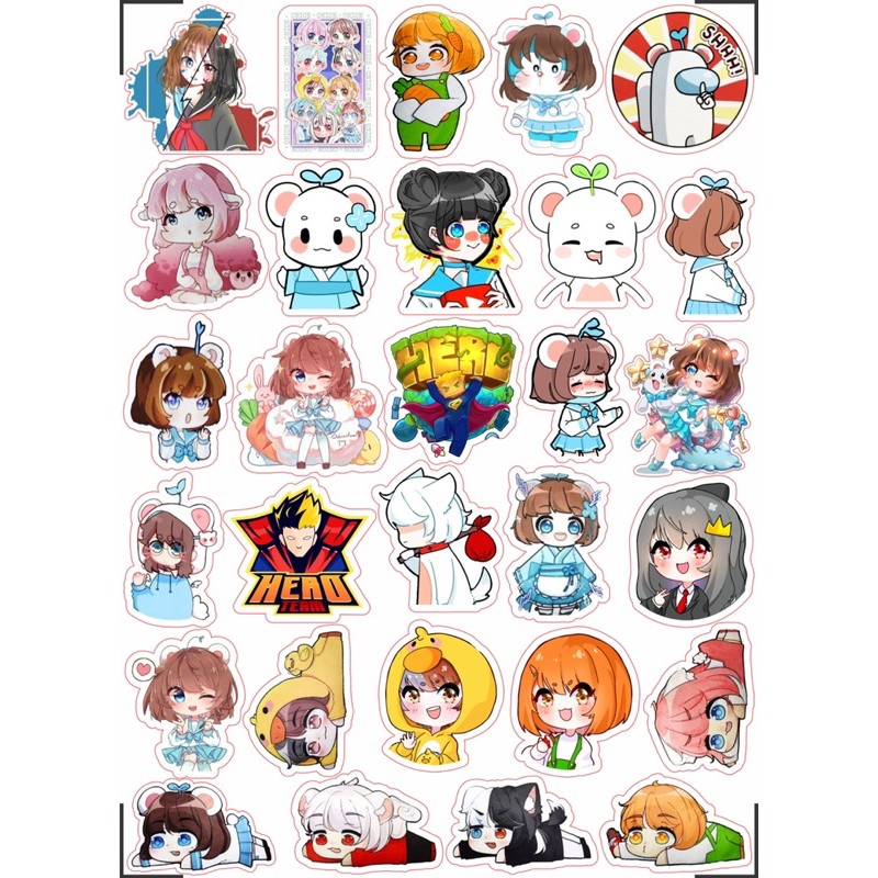 Sticker heroteam 30-60 cái ép lụa decal/ hình dán hero team