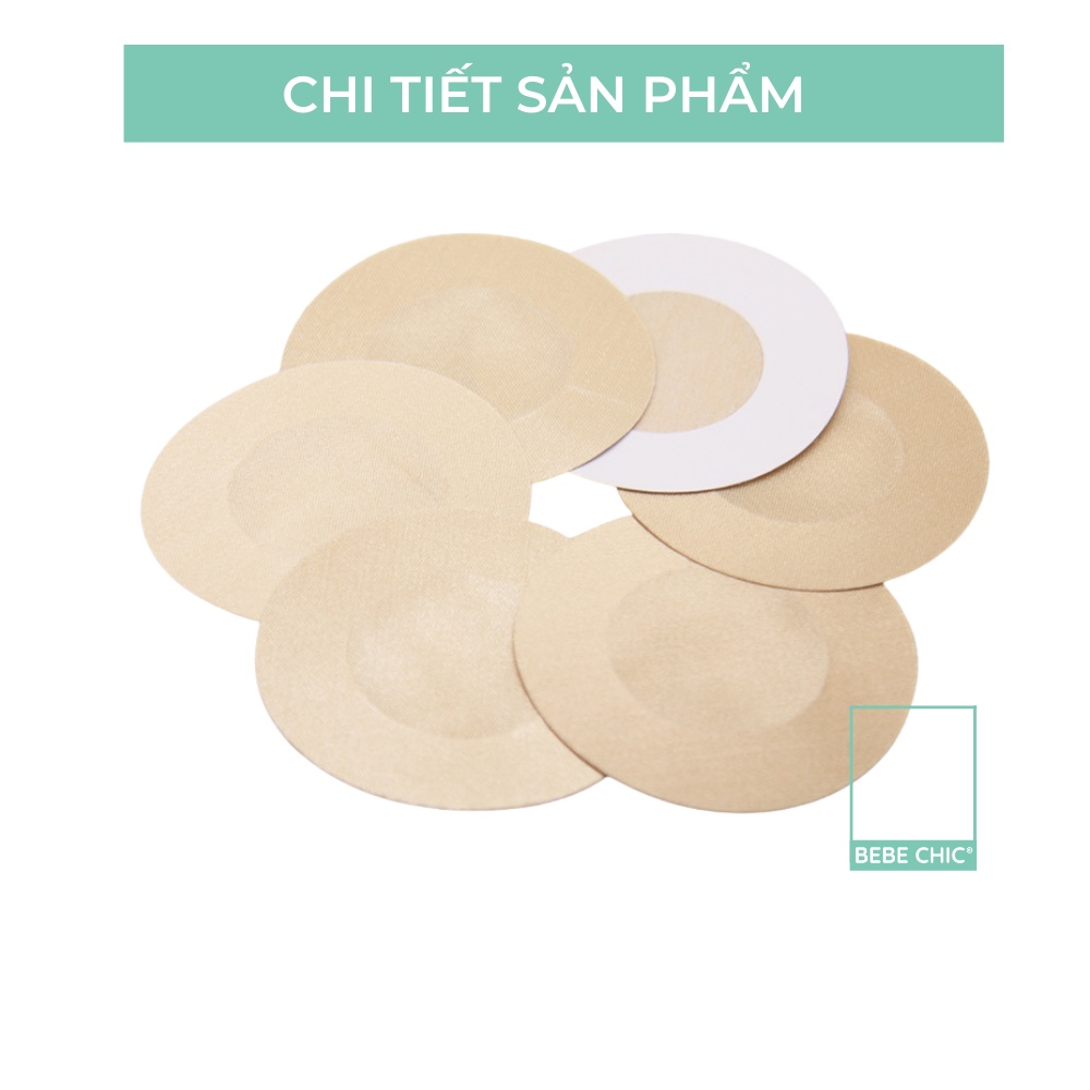 Túi 10 miếng dán ti giấy hình hoa hình tròn satin cao cấp BEBECHIC