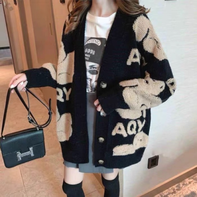Áo khoác cardigan len hình gấu nổi siêu xinh