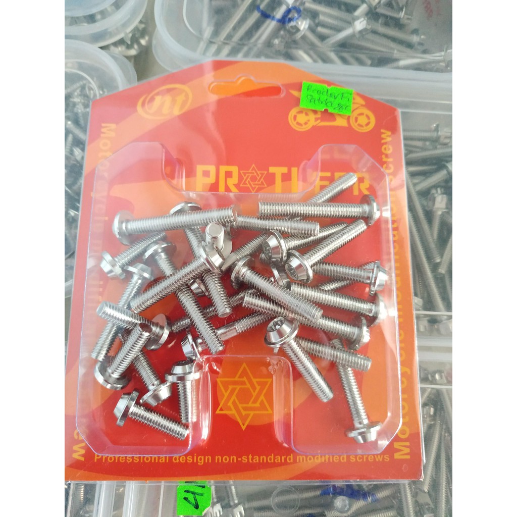 {Fee ship - Hàng có sẵn } Ốc lốc proti  Raider Satria  Fi (full bộ 26 con) , ốc proti , màu trắng inox và xanh titan