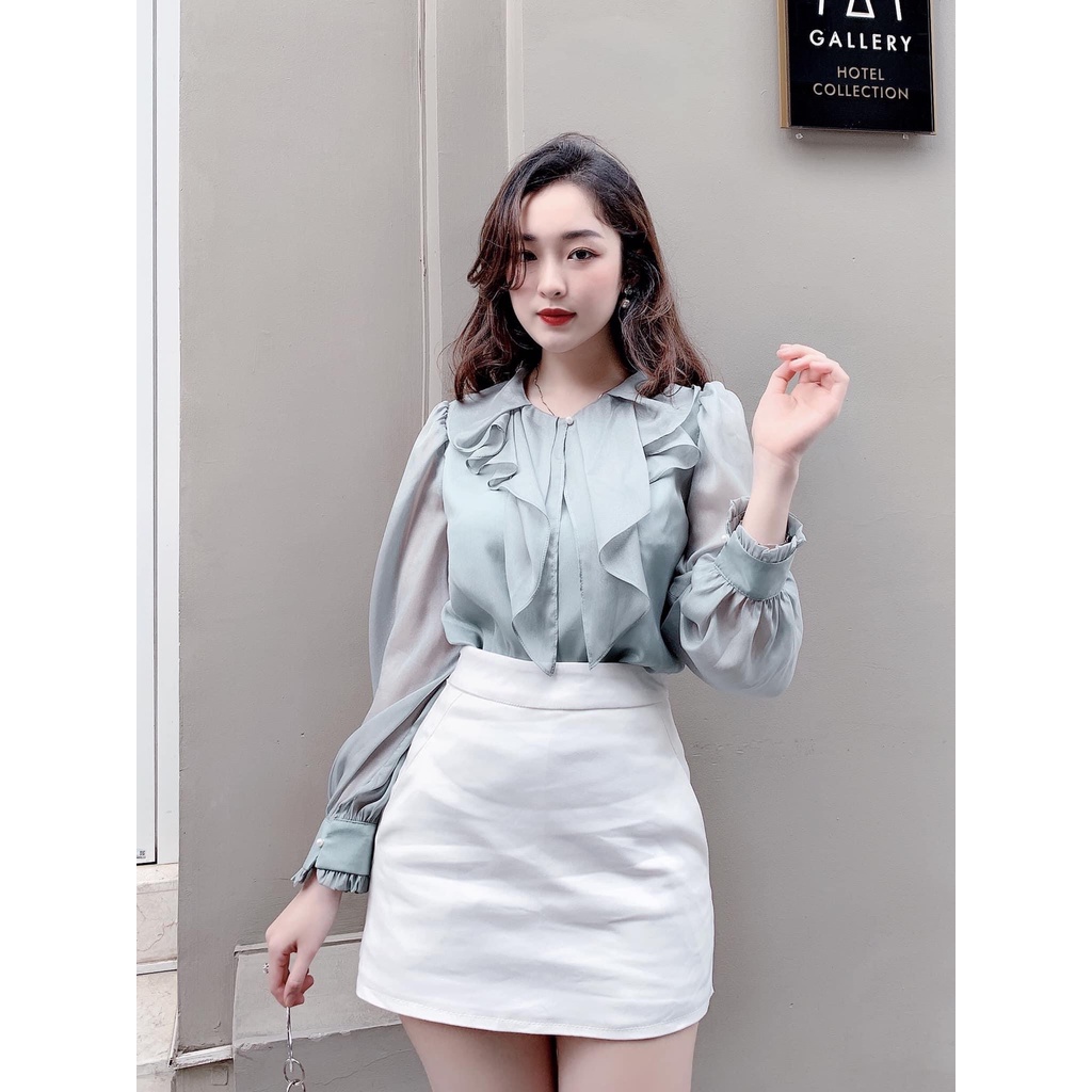 Áo sơ mi nữ thiết kế cổ bèo 3 màu trơn công sở A813 BEGIE