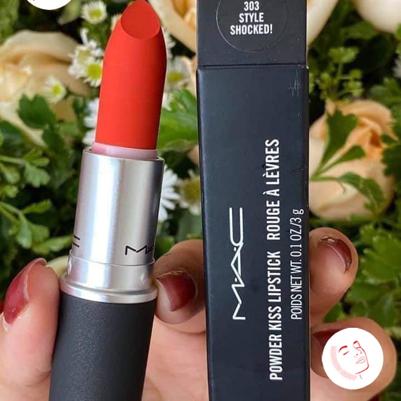 Son MAC Powder Kiss Màu 303 Style Shocked – Đỏ Cam