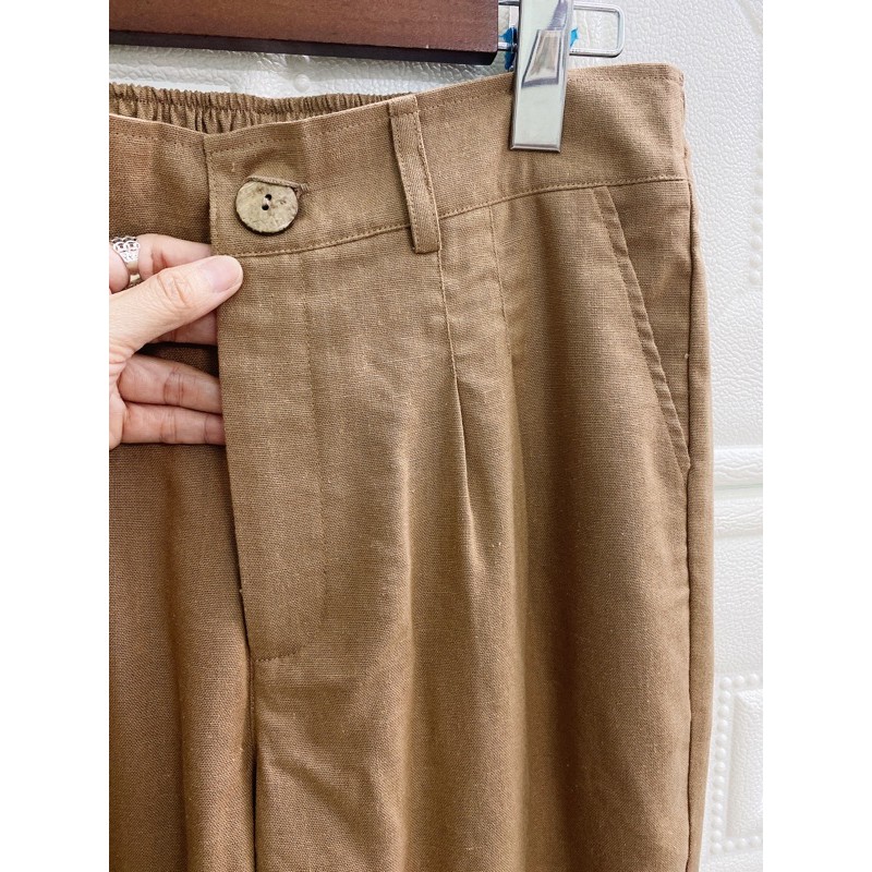 JUNE LINEN Q01 - Short Lửng LINEN lưng cao NHIỀU MÀU. Ống rộng Có bigsize. Hình thật.
