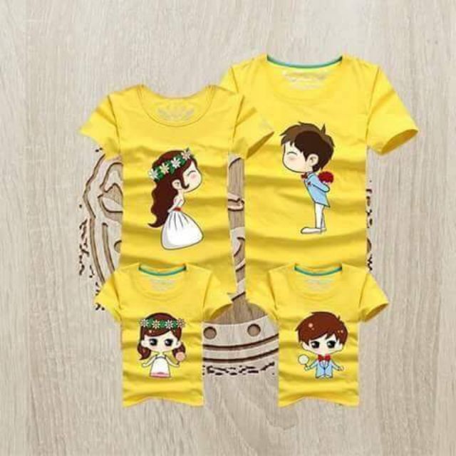 Áo thun gia đình là số 1 đồng phục áo đôi 3/4/5 người thun cotton mềm mịn màu trắng màu vàng màu xám