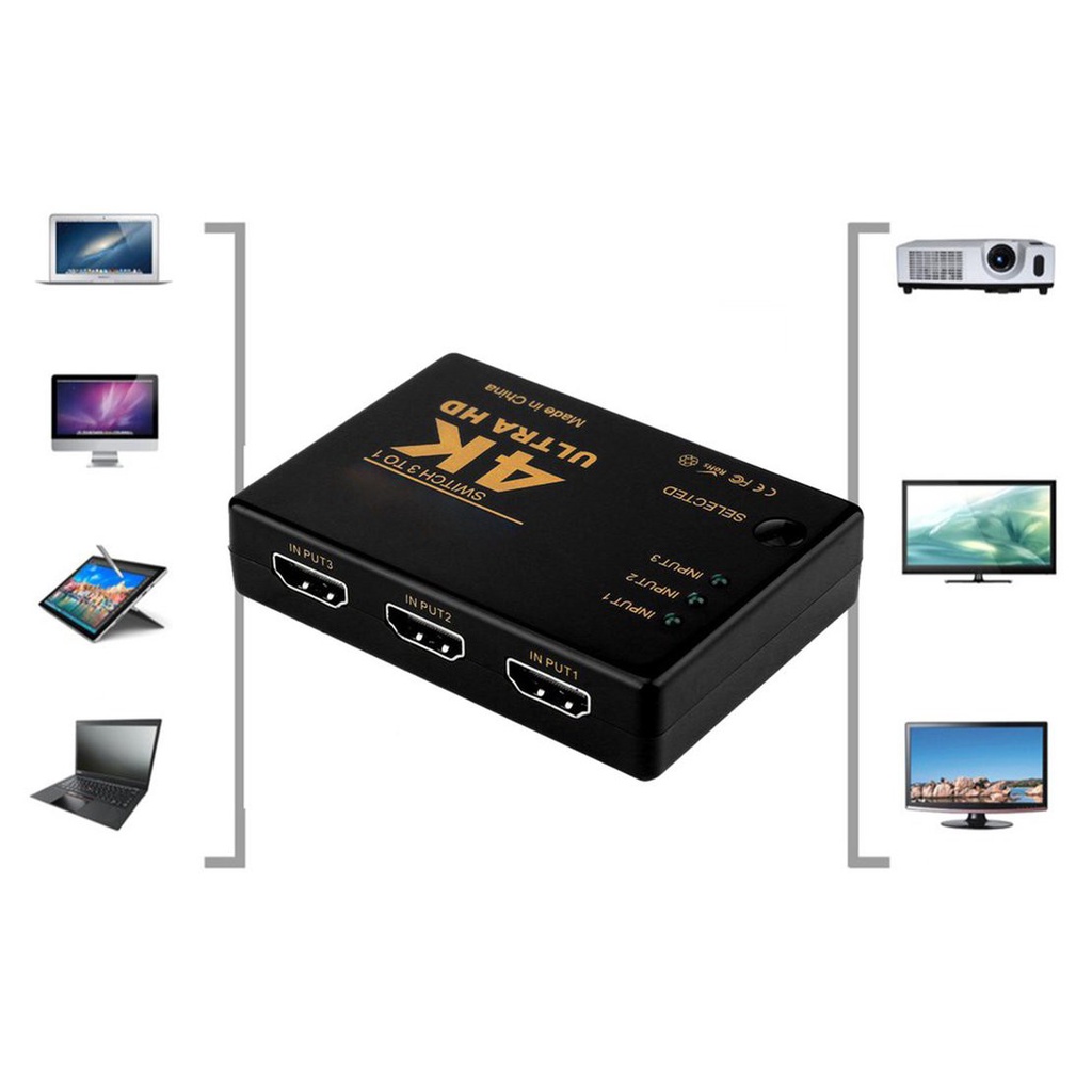 [New promo]3x1 Rectangle 4k X 2k 3D HDMI-compatible Switcher Hub Port Switches HD1080p