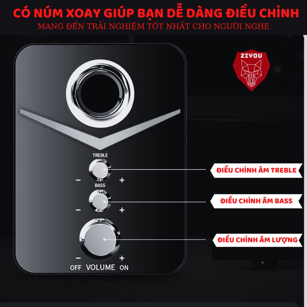 Loa máy tính vi tính để bàn ZIYOU D221 có dây,có led,BASS cực đã nghe nhạc,chơi game,dành cho điện thoại,PC,Latop