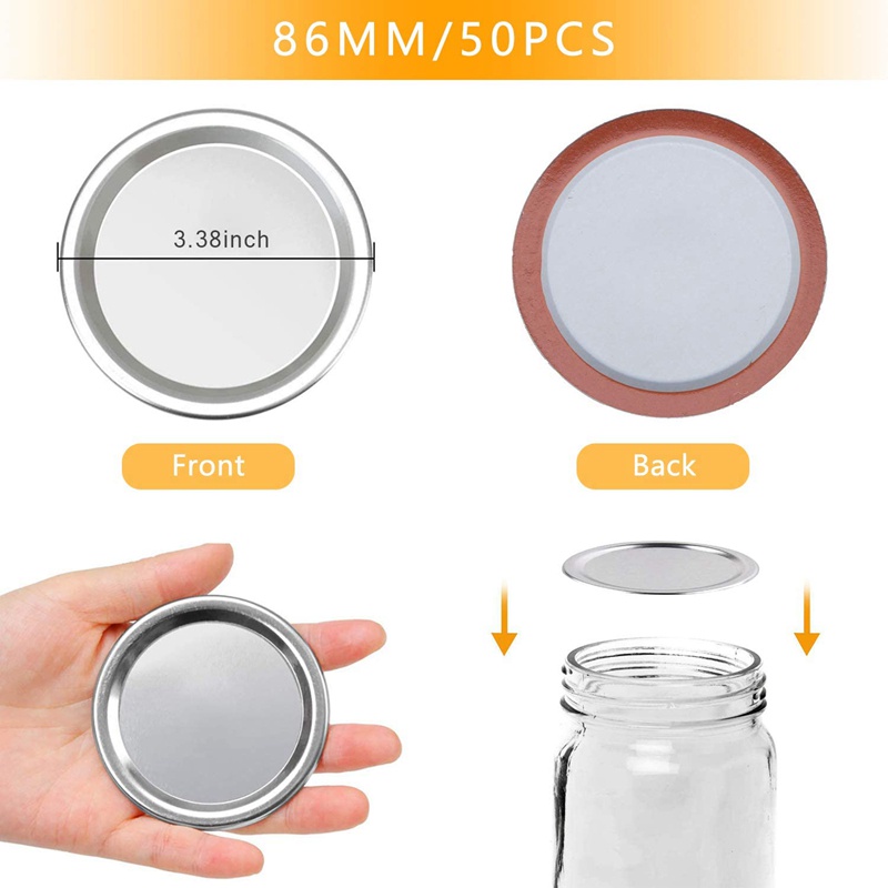 Set 50 Nắp Đậy Hũ 86Mm Bằng Silicone Chống Rò Rỉ Có Thể Tái Sử Dụng