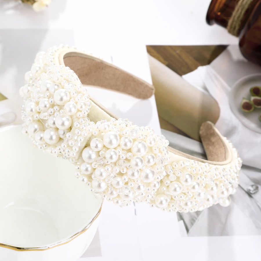 Mới Băng Đô Cài Tóc Bản Rộng Đính Hạt Ngọc Trai Thanh Lịch Cho Nữ