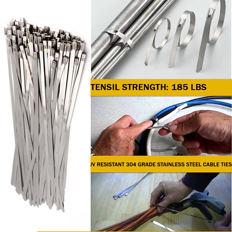 Bộ 20 dây khóa chất liệu kim loại thép không gỉ 304 11.8&quot; chất lượng tiện lợi dành cho ống pô