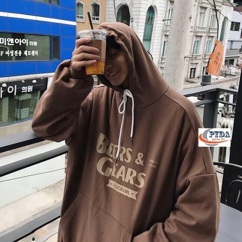 Áo Hoodie Chống Bụi 123SHOP Cho Nữ Cho Nam Có 3 Màu Sweater Form Rộng In Hình BEERS & GEARS unisex ulzzang