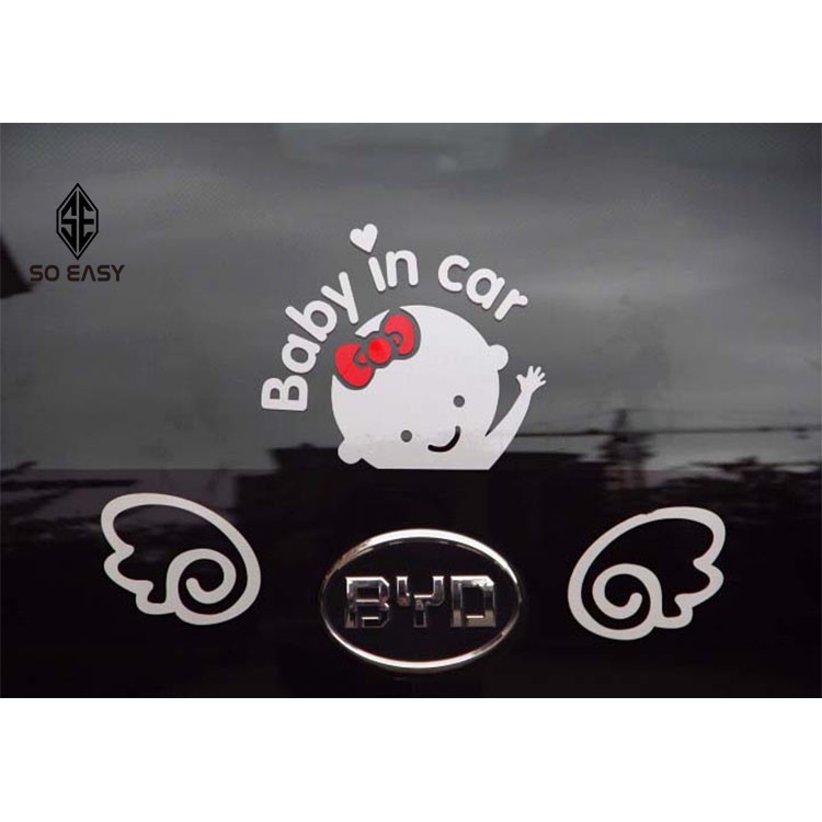 Decal dán trang trí hình EM BÉ - BABY IN CAR sticker dễ thương tạo sự cảnh giác cho xe hơi, ôtô, xe khách, xe tải _EX009