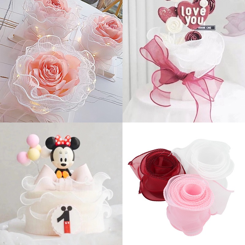 Cuộn Dây Ruy Băng Voan Trong Suốt 10 Yard 40mm Dùng Gói Quà