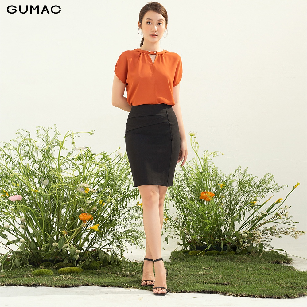 [Mã WABRGU55 giảm 12% đơn 99K] Áo sơ mi công sở nữ thời trang GUMAC tay ngắn cổ tàu AC03070