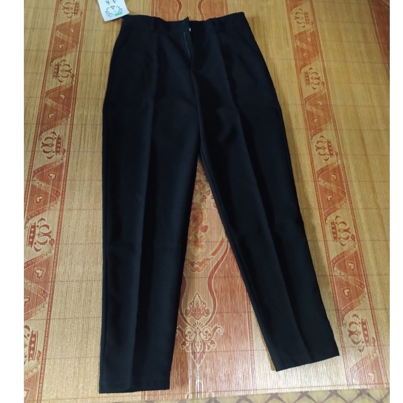 Quần baggy nữ công sở dáng dài ống đứng cạp cao màu đen chất tuyết mưa mềm - Quần tây đen lưng cao đi học sinh có đai