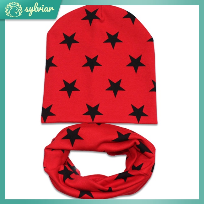 Set 2 Món Mũ Cotton Dệt Kim + Khăn Choàng Cổ Dễ Thương Xinh Xắn Cho Bé