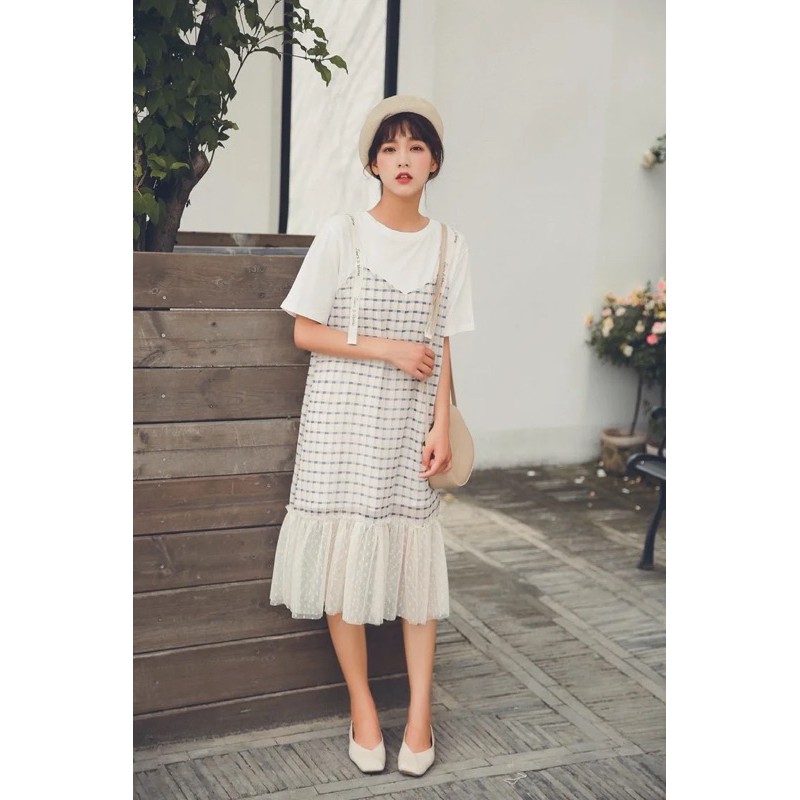 Váy nữ Quảng Châu, đầm caro nữ đuôi cá nhẹ nhàng đi chơi, đi làm - phong cách kiểu Hàn V29 | BigBuy360 - bigbuy360.vn