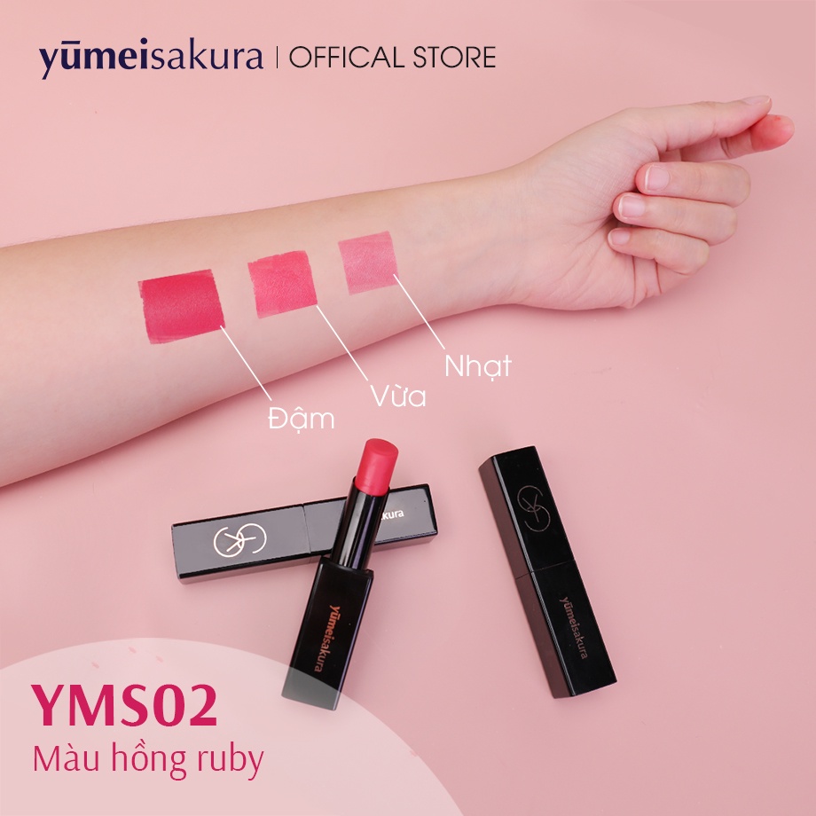 [Hàng mẫu] Son Siêu Dưỡng Khóa Màu Hồng Ruby - YMS02 - Dòng Collagen Boosting Yumeisakura