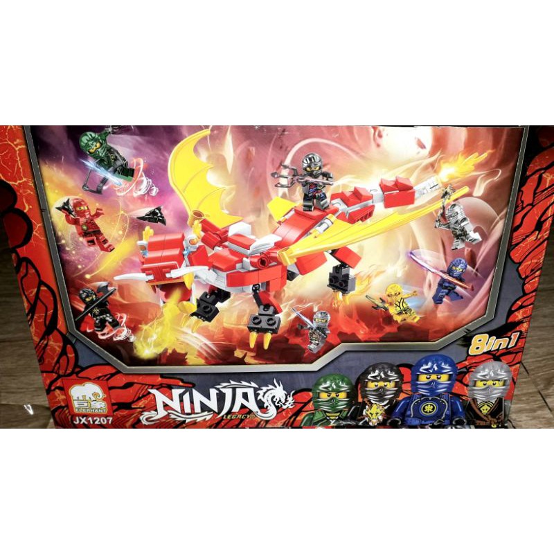 Sét 8 hộp Lắp ráp LegoNinja Quái Thú Kỳ Lân JX1207 trọn bộ có nhiều chi tiết bằng nhựa
