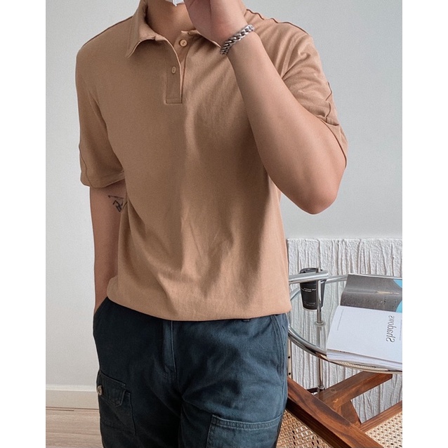 Áo cotton polo trơn nam BY SANTÉ - chất liệu cotton thoáng mát, thấm hút mồ hôi