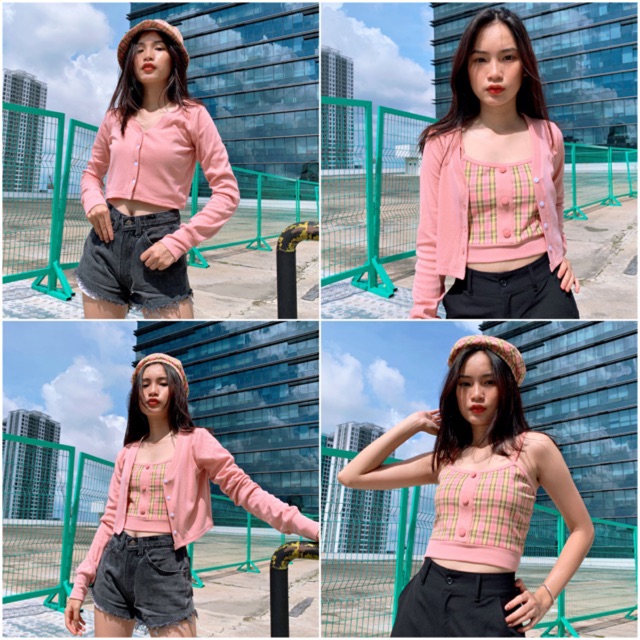 Combo 2 áo Candy Plaid (caro hồng) by Natthy Style