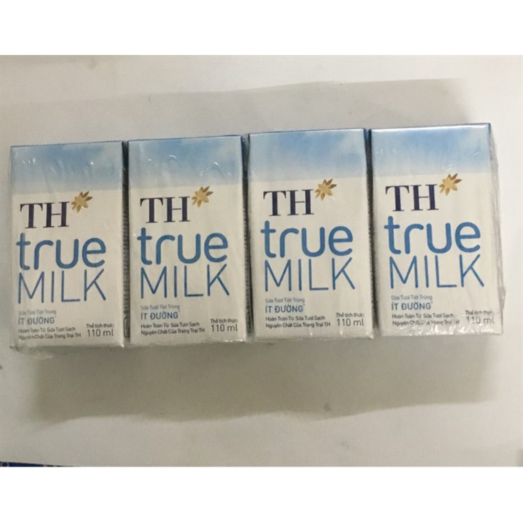 Lốc 4 hộp sữa tươi tiệt trùng ít đường TH true MILK 110ml