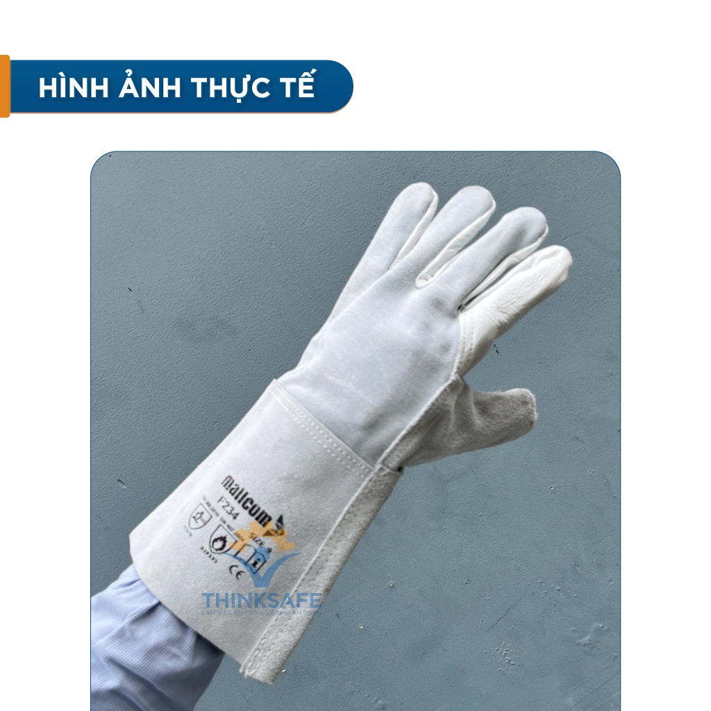 Bao tay hàn Mallcom chịu nhiệt hàn da bò, chống cháy, độ khéo léo cao, chống cắt nhẹ  - THINKSAFE