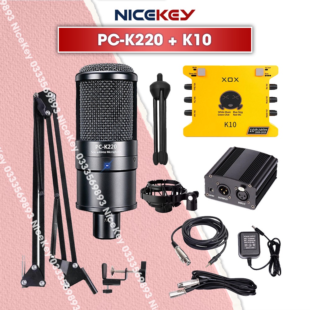 Combo Mic Thu Âm TAKSTAR pc k220 Sound card K10, Micro chuyên nghiệp, hàng chính hãng [BH 1 NĂM]