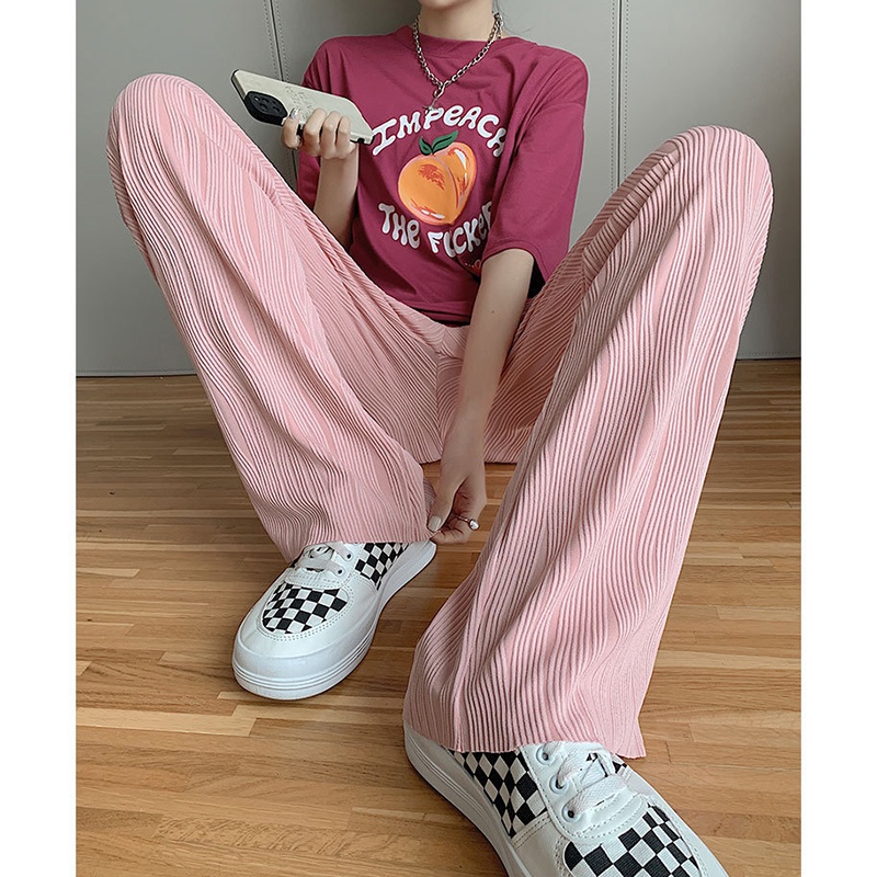 Quần dài IELGY dáng rộng mỏng lưng cao thời trang tùy chọn màu sắc dành cho nữ