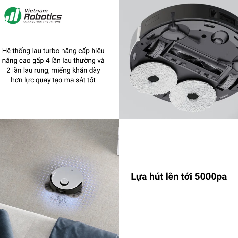 Robot hút bụi lau nhà Ecovacs Deebot X1 Turbo - Bản quốc tế - Bảo hành 24 tháng - Tự Động giặt khăn - Lực Hút 5000Pa