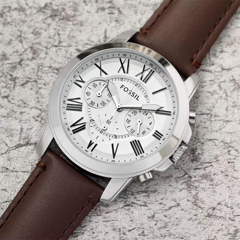 Đồng hồ nam dây da, đồng hồ đeo tay nam FOSSIL chạy pin, Full box, 6 kim, cao cấp, thời trang mới nhất