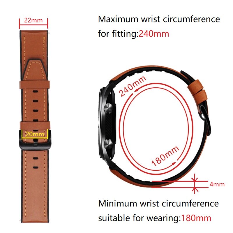 SAMSUNG Dây Đeo Bằng Da 22mm Cho Đồng Hồ Thông Minh Huawei Watch Gt Gt2 / Amazfit Gtr 47mm