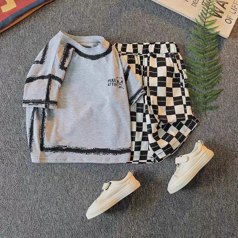 Bộ Quần Áo Cộc Tay Cho Bé Bộ Thun Trẻ Em Phong Cách Hàn Quốc Pieke Cho Bé Từ 8 Đến 32Kg Thời Trang Trẻ Em Chaarlie Kids