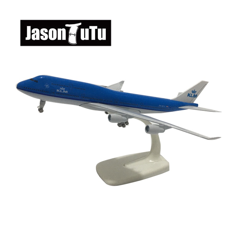 JASON TUTU 20cm KLM Boeing 747 Máy bay Mô hình Máy bay Mô hình Máy bay Mô hình Diecast Kim loại 1/300 Máy bay Quy mô Nhà