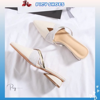  Sục nữ dép sục nữ mũi nhọn đế 3 phân da mềm phong cách Hàn Quốc fullbox_DS01 