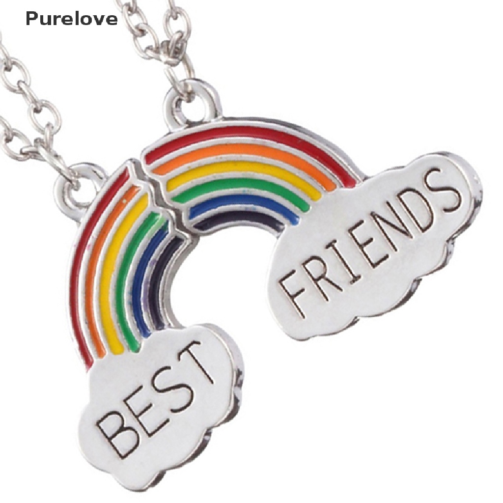 Cặp vòng cổ mặt hình đám mây cầu vồng in chữ Best Friend thời trang cho nữ