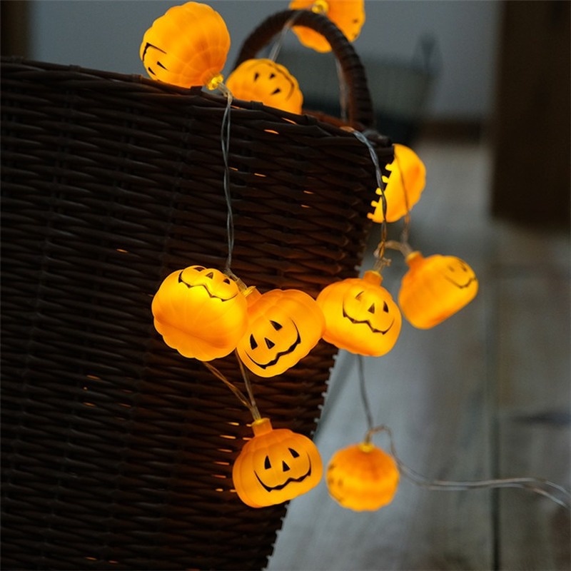 Dây Đèn LED 1M 10 Bóng Hình Quả Bí Ngô Trang Trí Halloween
