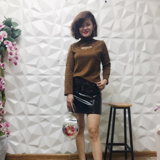 Áo len đính đá ( có màu Nâu - Cam đất )