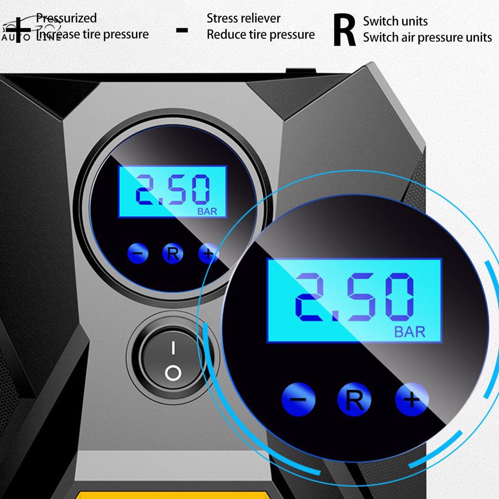 Máy Bơm Lốp Xe Ô Tô 150PSI Mini Có 3 Vòi Hiển Thị Kỹ Thuật Số SHOPCYC3525